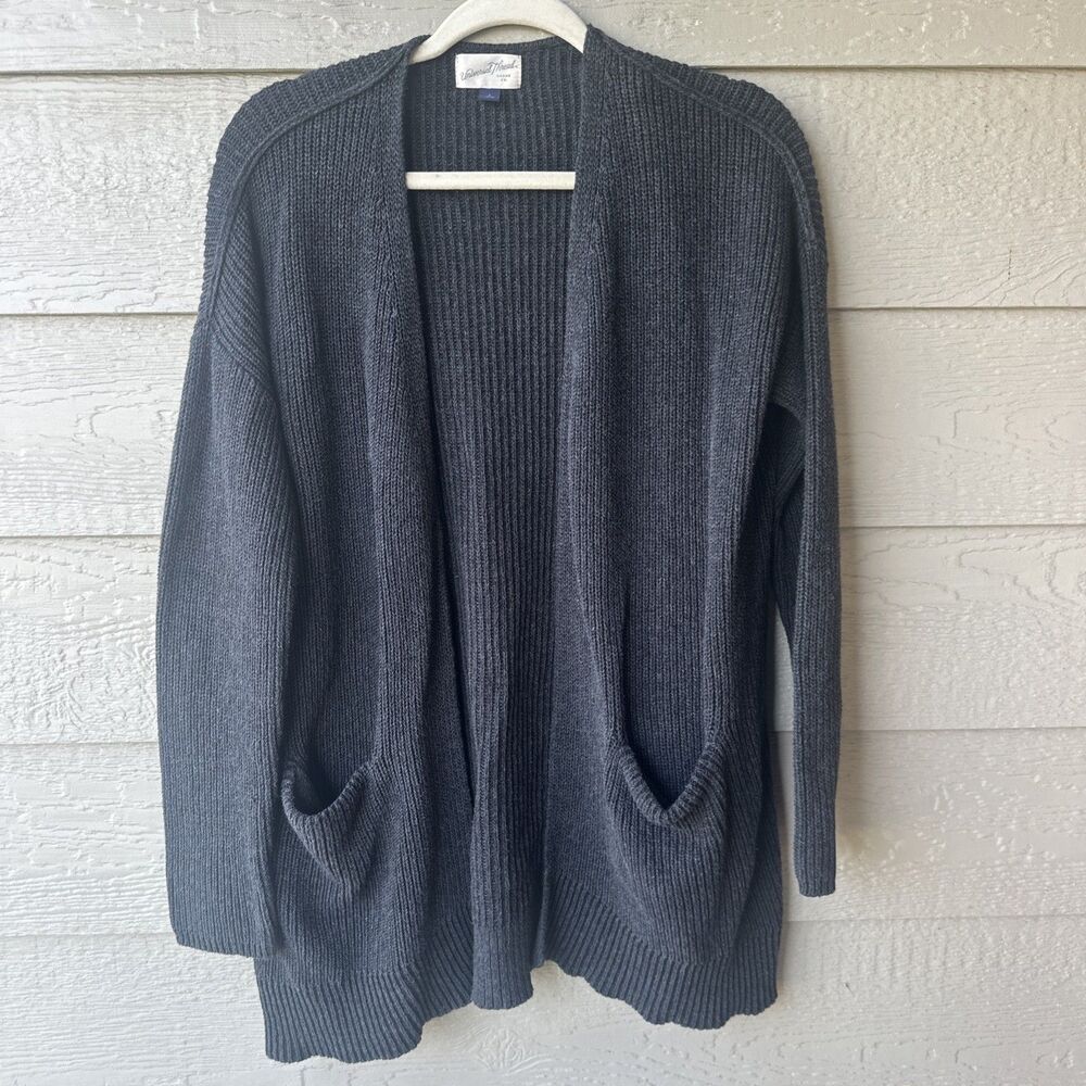 Universal Thread Women’s Large Gray Knit Open Front Cardigan Sweater Pockets